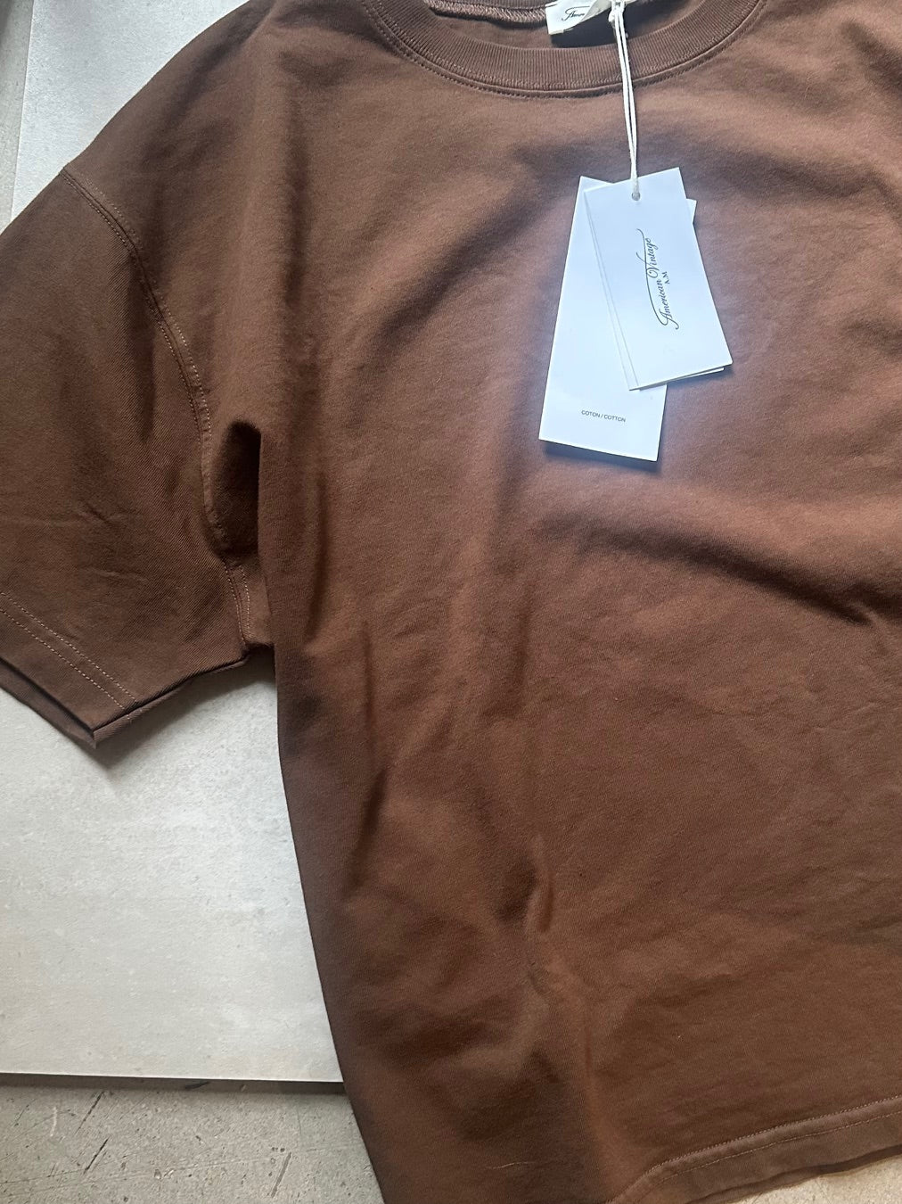 Detail of American Vintage brown t-shirt