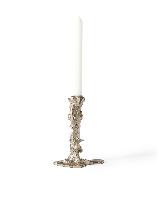 Pols Potten Drip Silver candle holder L with candle