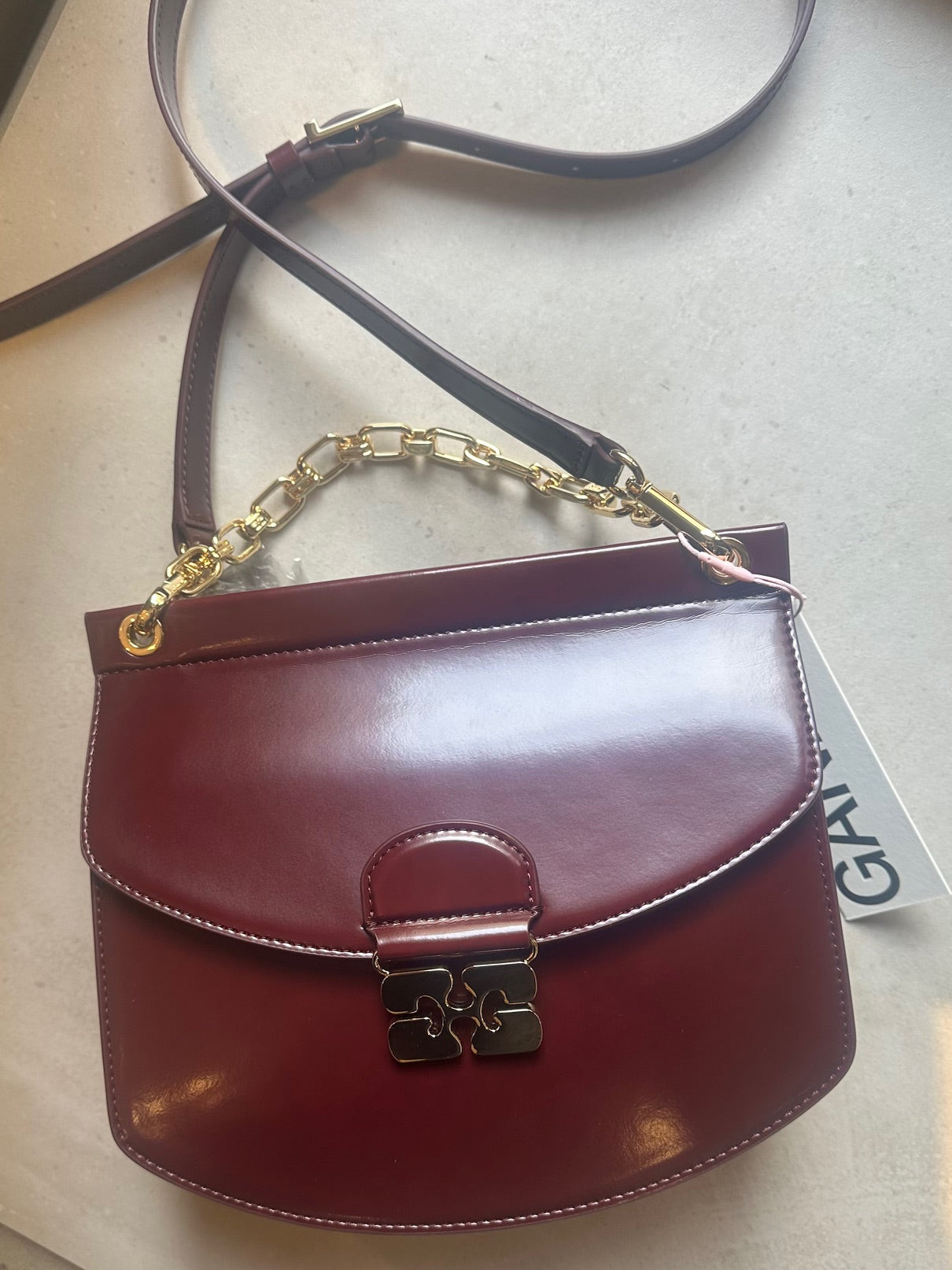 GANNI bag Tawny in color port